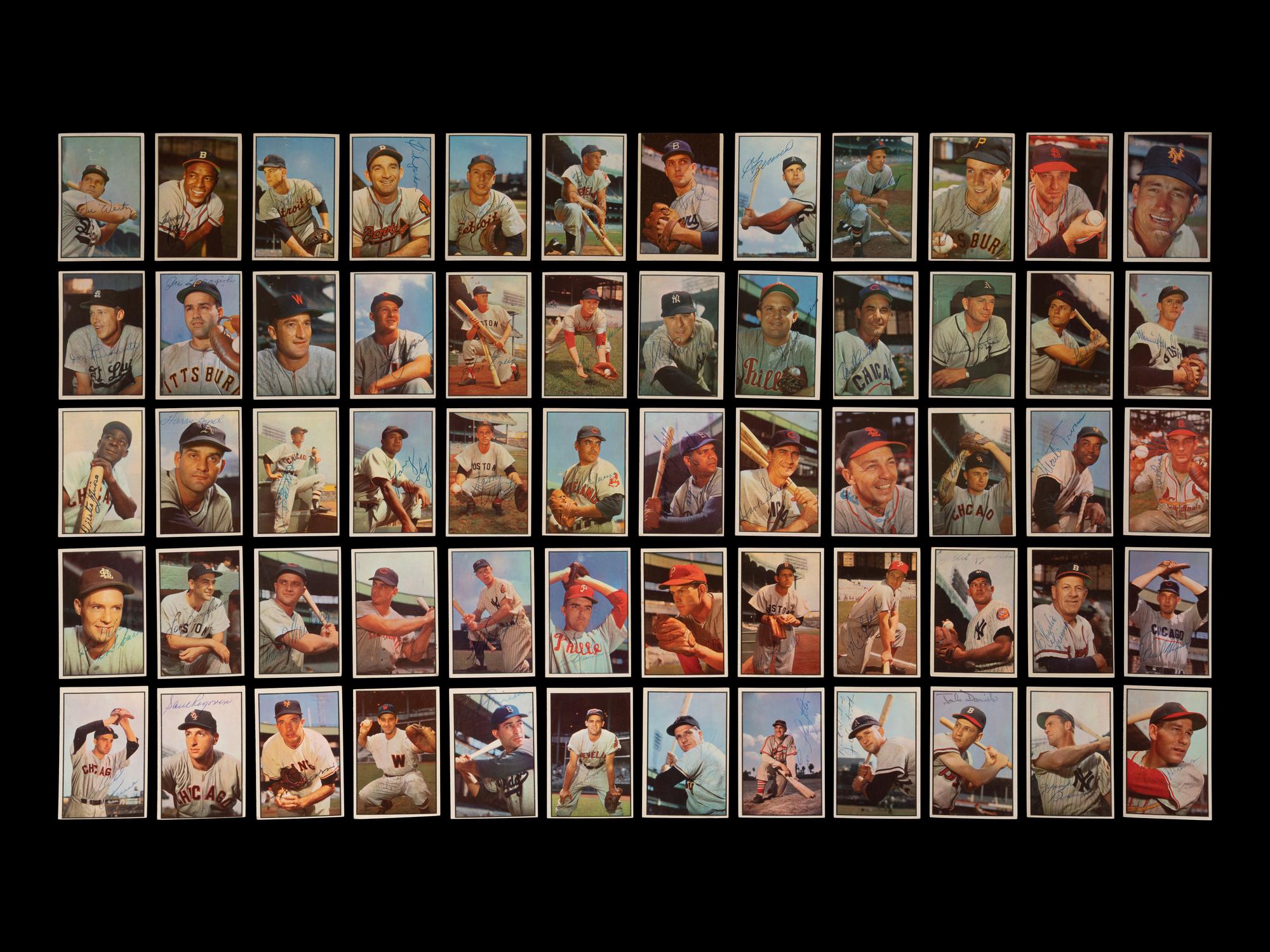 A Group of 96 Signed Autograph 1953 Bowman Baseball Cards Including Multiple Hall of Famers,