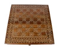 An Anglo-Indian Inlaid Teak & Satinwood Game Table
