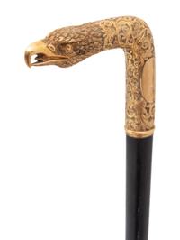 An English Eagle-Form Gilt-Metal and Wood Walking Stick