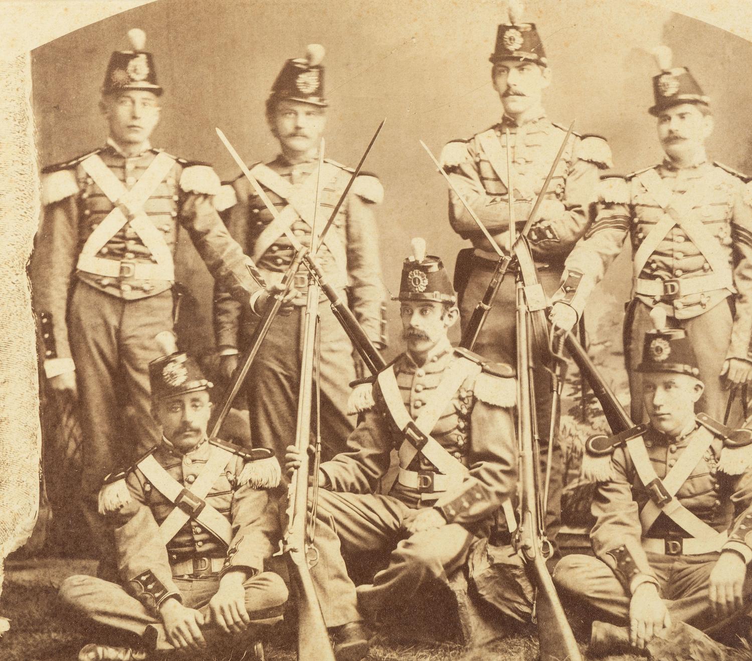 [MILITARIA]. 2 albumen photographs of New York and Michigan Militias.