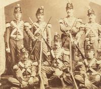 [MILITARIA]. 2 albumen photographs of New York and Michigan Militias.