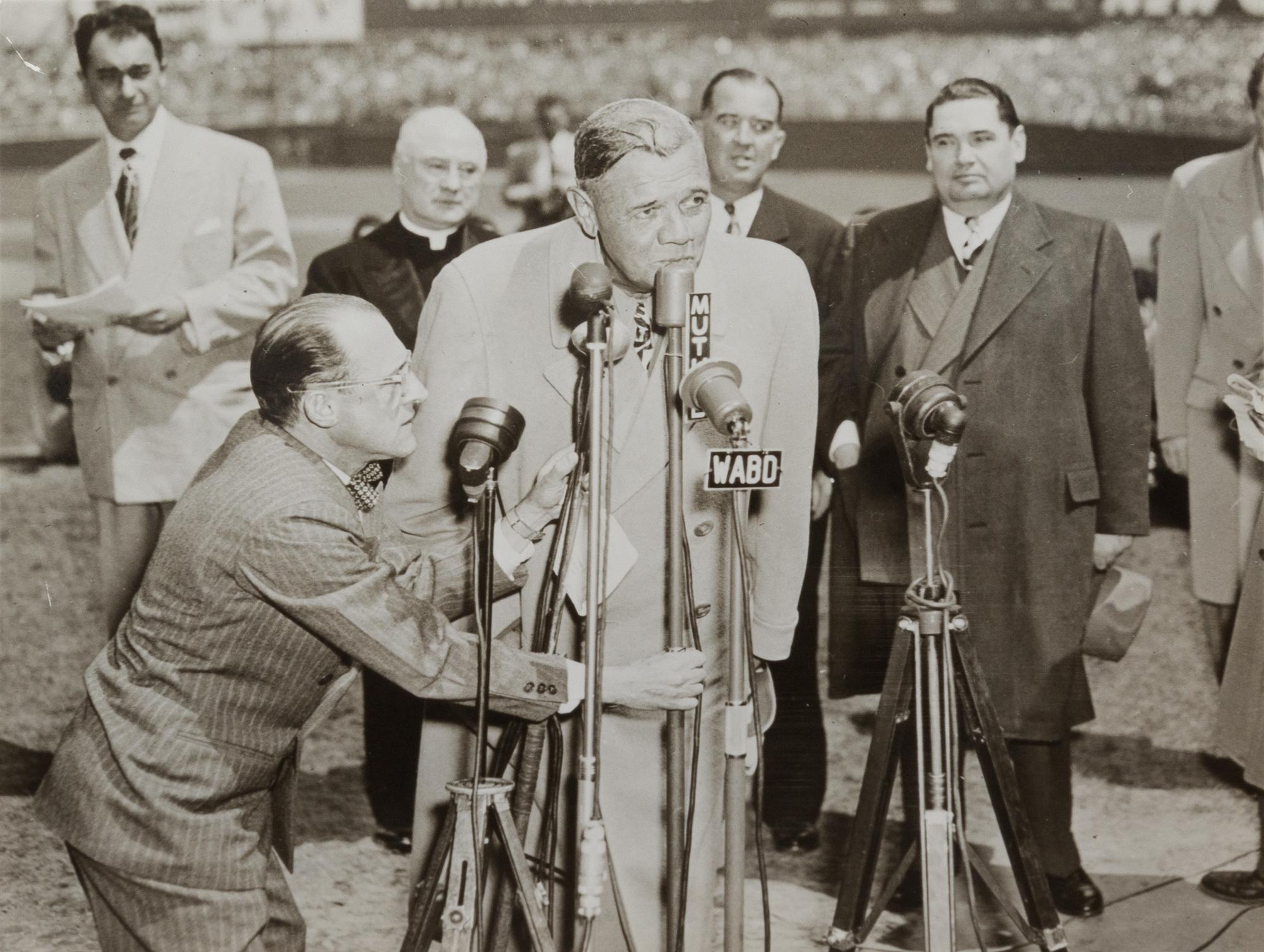 A Babe Ruth Autographed Photograph 4 3/4 x 3 3/4 inches.