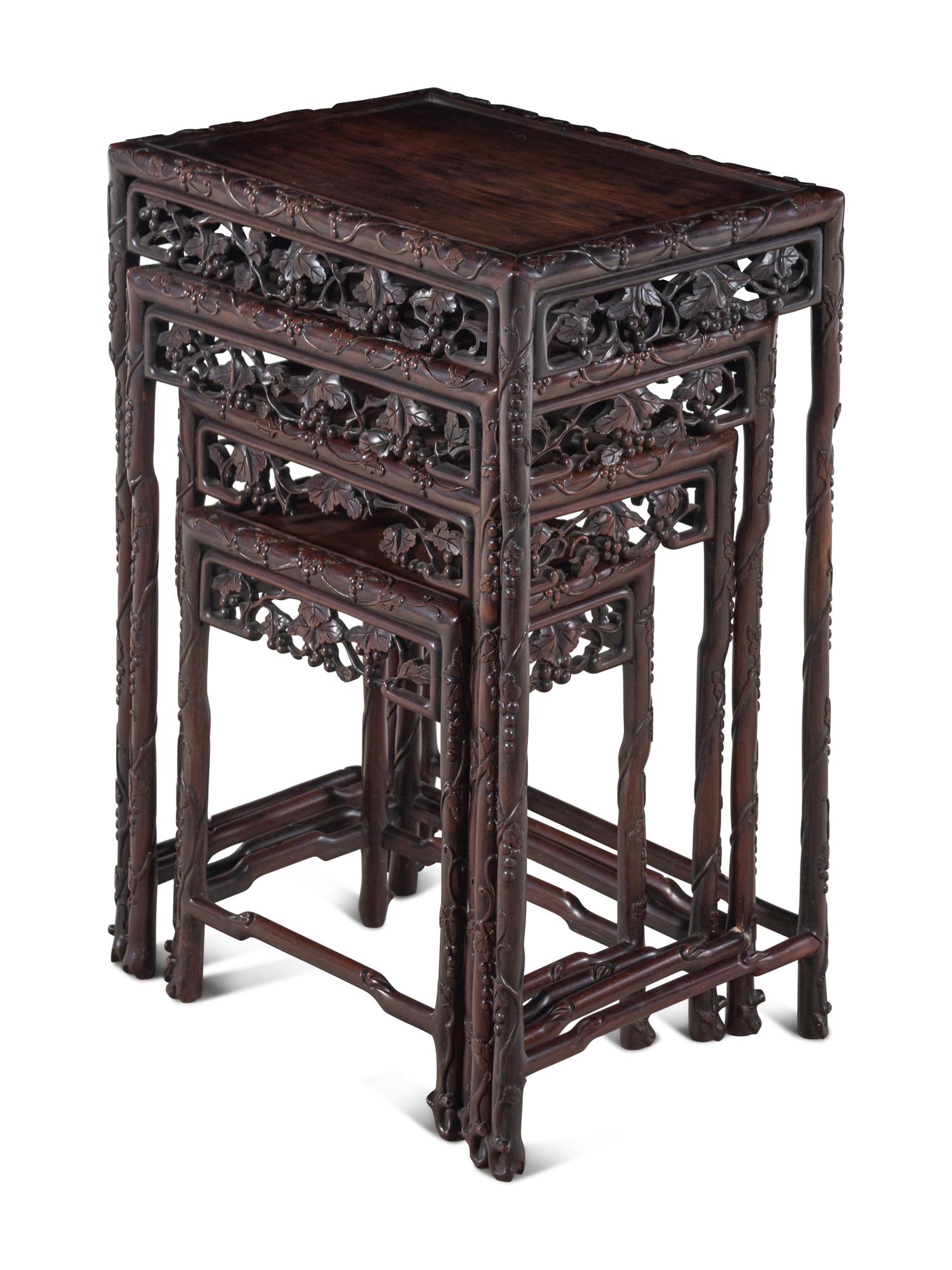 A Set of Four Chinese Export Rosewood Nesting Tables