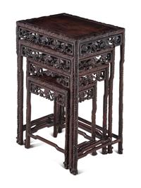 A Set of Four Chinese Export Rosewood Nesting Tables