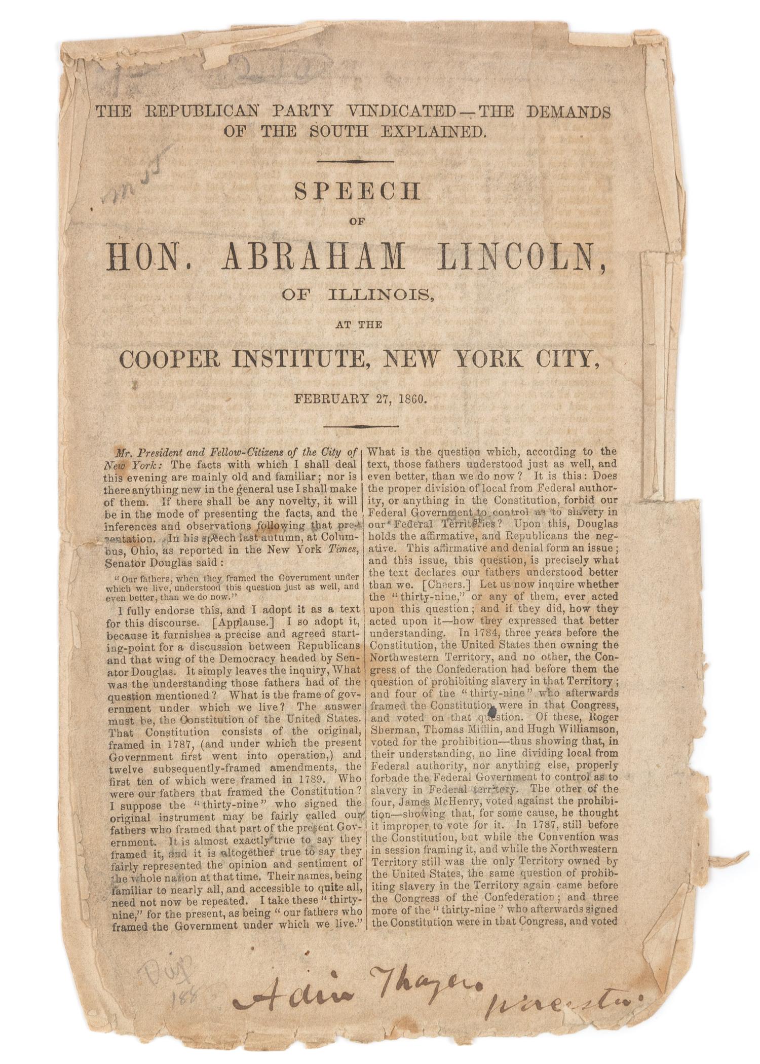 LINCOLN, Abraham (1809-1865)