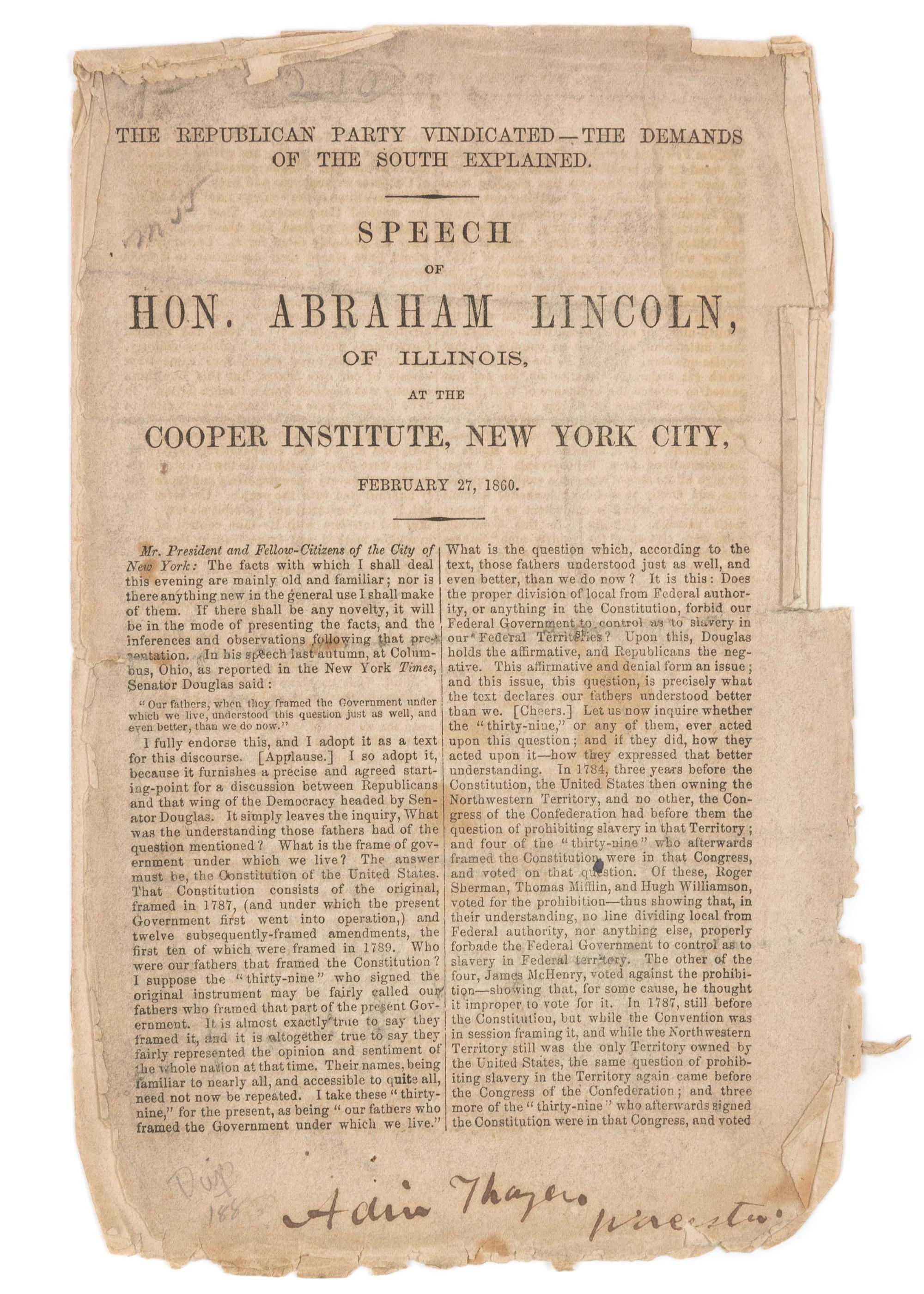 LINCOLN, Abraham (1809-1865)