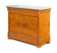 A Louis Philippe Burlwood Marble-Top Commode