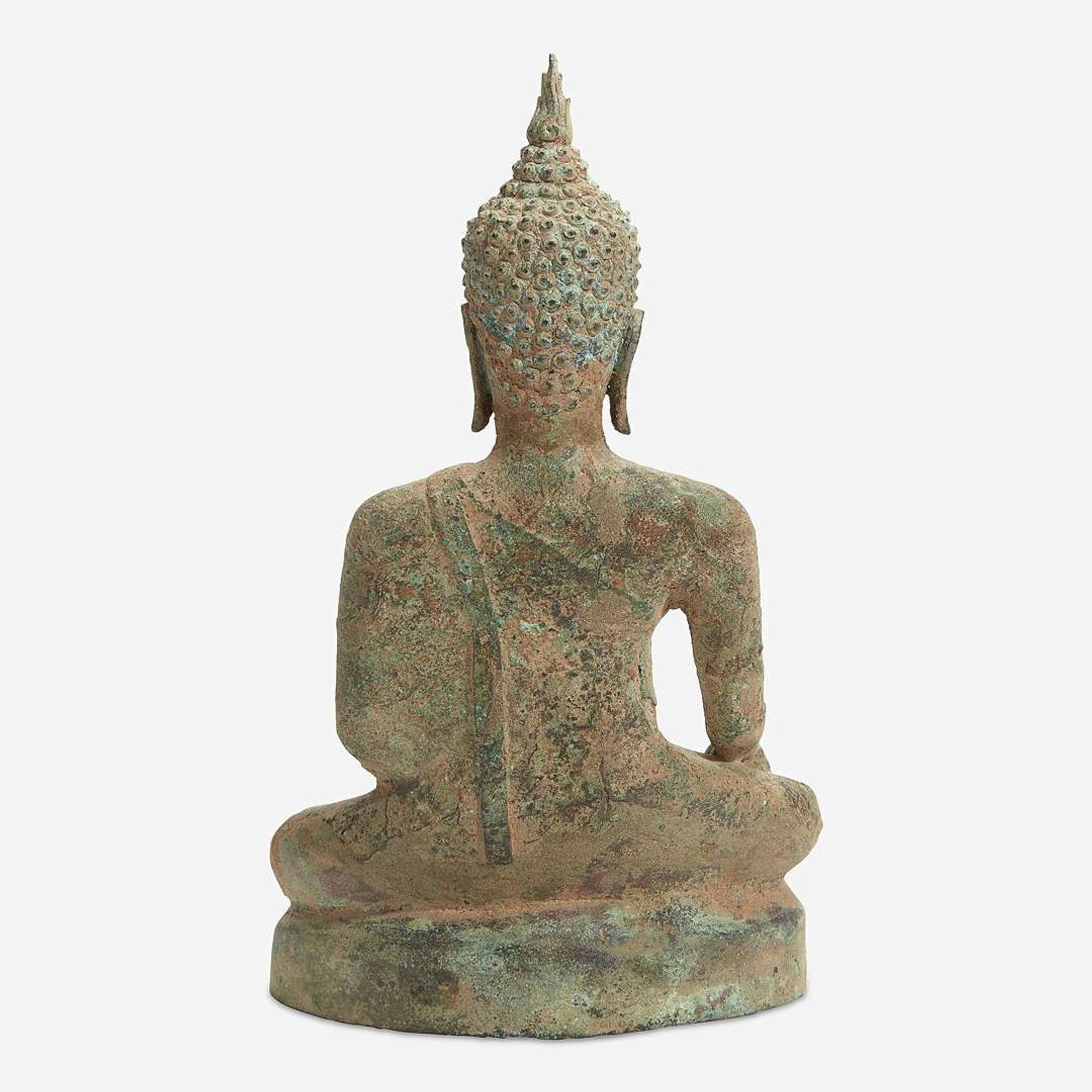 A Thai bronze seated Buddha 16th Century
