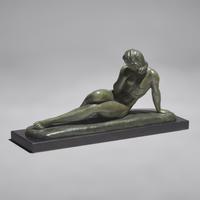 Ugo Cipriani (Italian, 1887–1960) — Reclining Female Nude Bronze Sculpture