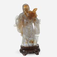 A Chinese carved agate figure of Wang Xizhi 玛瑙俏雕王羲之 20th century ????