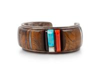 Silver and Multi-Stone Inlay Cuff Bracelet