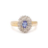 TANZANITE AND DIAMOND HALO RING