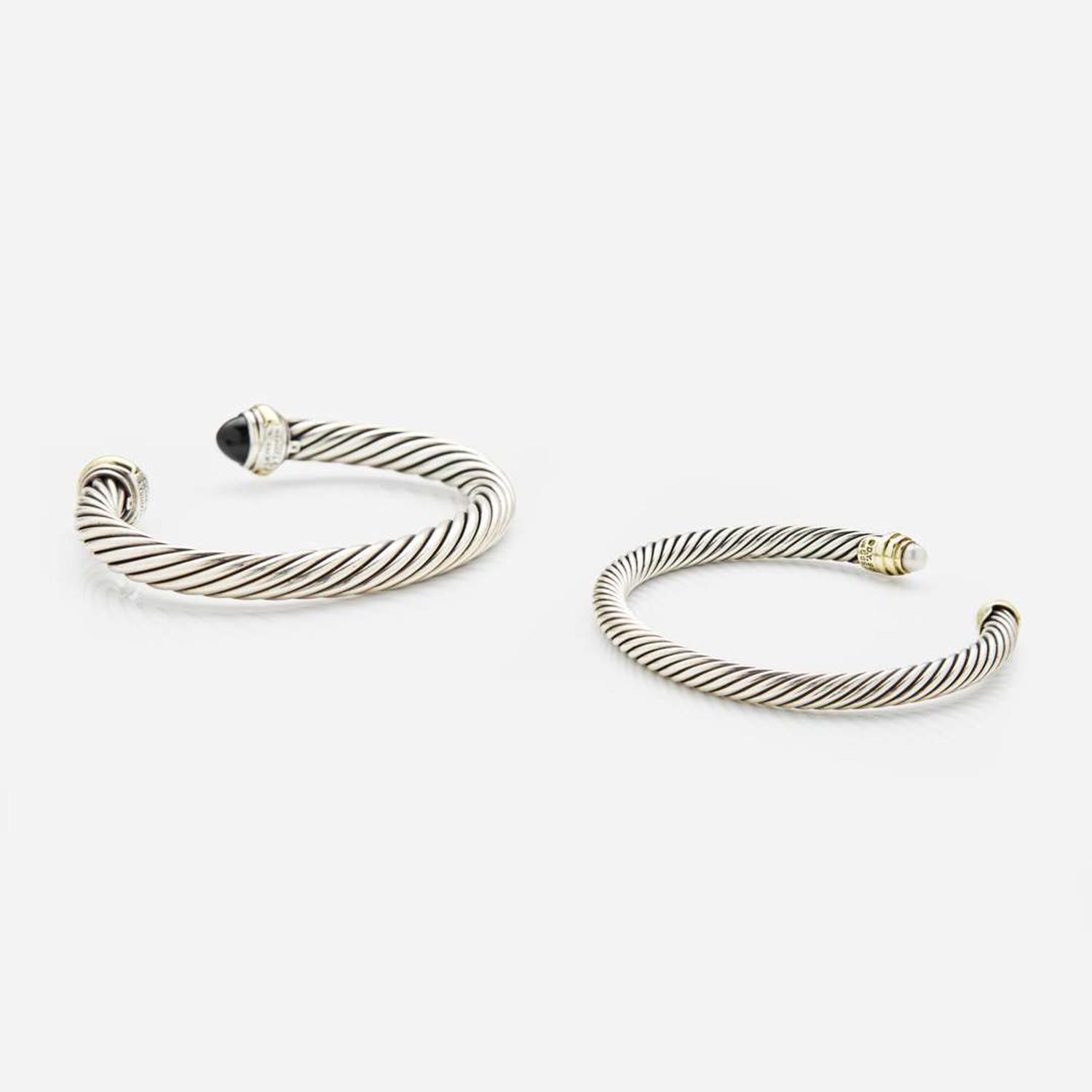 A Collection of Two David Yurman Sterling Silver Bracelets David Yurman