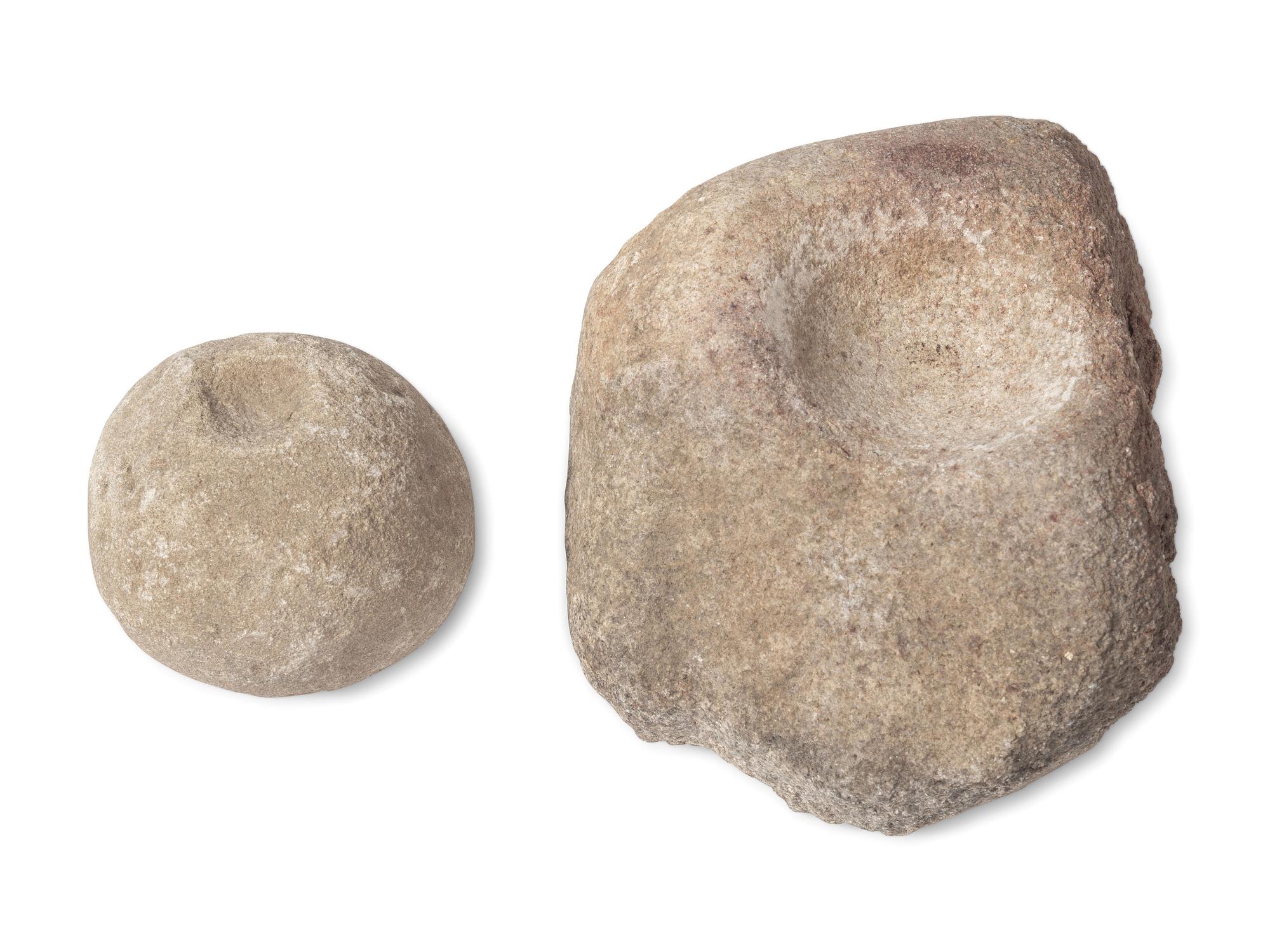 San Lazaro Pueblo Hardstone Mortar and Grinding Ball, From the Collection of Forrest Fenn