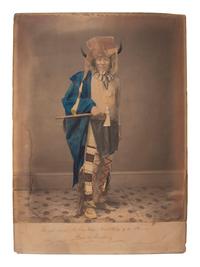 Hand-colored photograph of Wagasapa or Iron Whip, Head Chief of the Poncas, Dakota Territory.