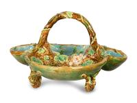 Two George Jones Majolica Strawberry Dishes and Acanthus Footed Bowl, and a Strawberry-Blossom Dish — Last-Half, 19th Century