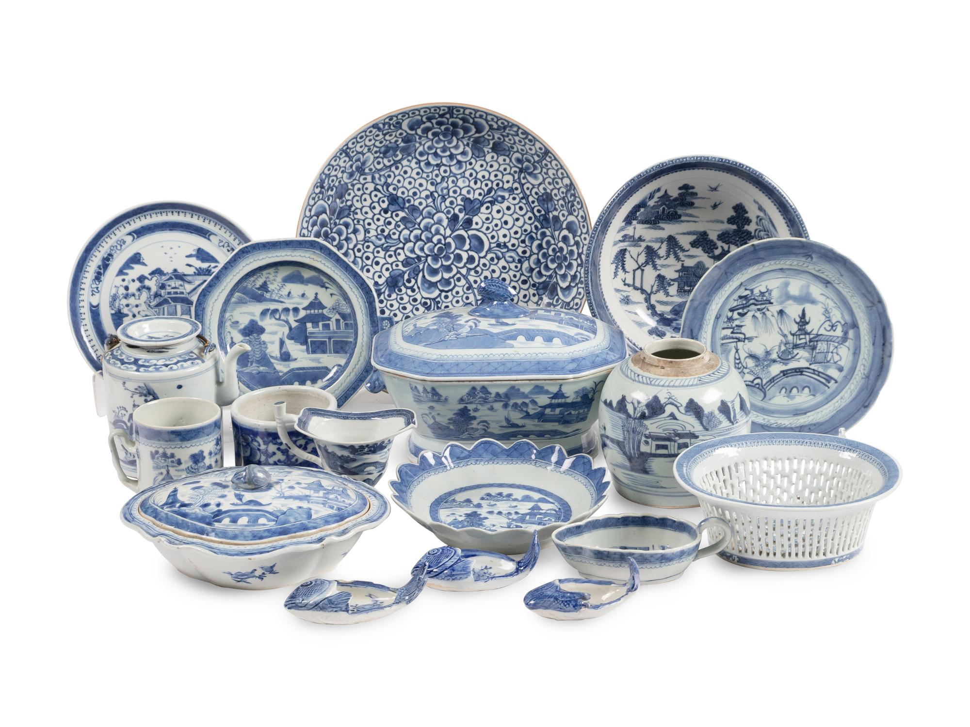 A Large Collection of Canton Export Porcelain Articles