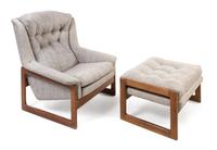 Scandinavian, c.1960, a Papa Bear style lounge chair and ottoman