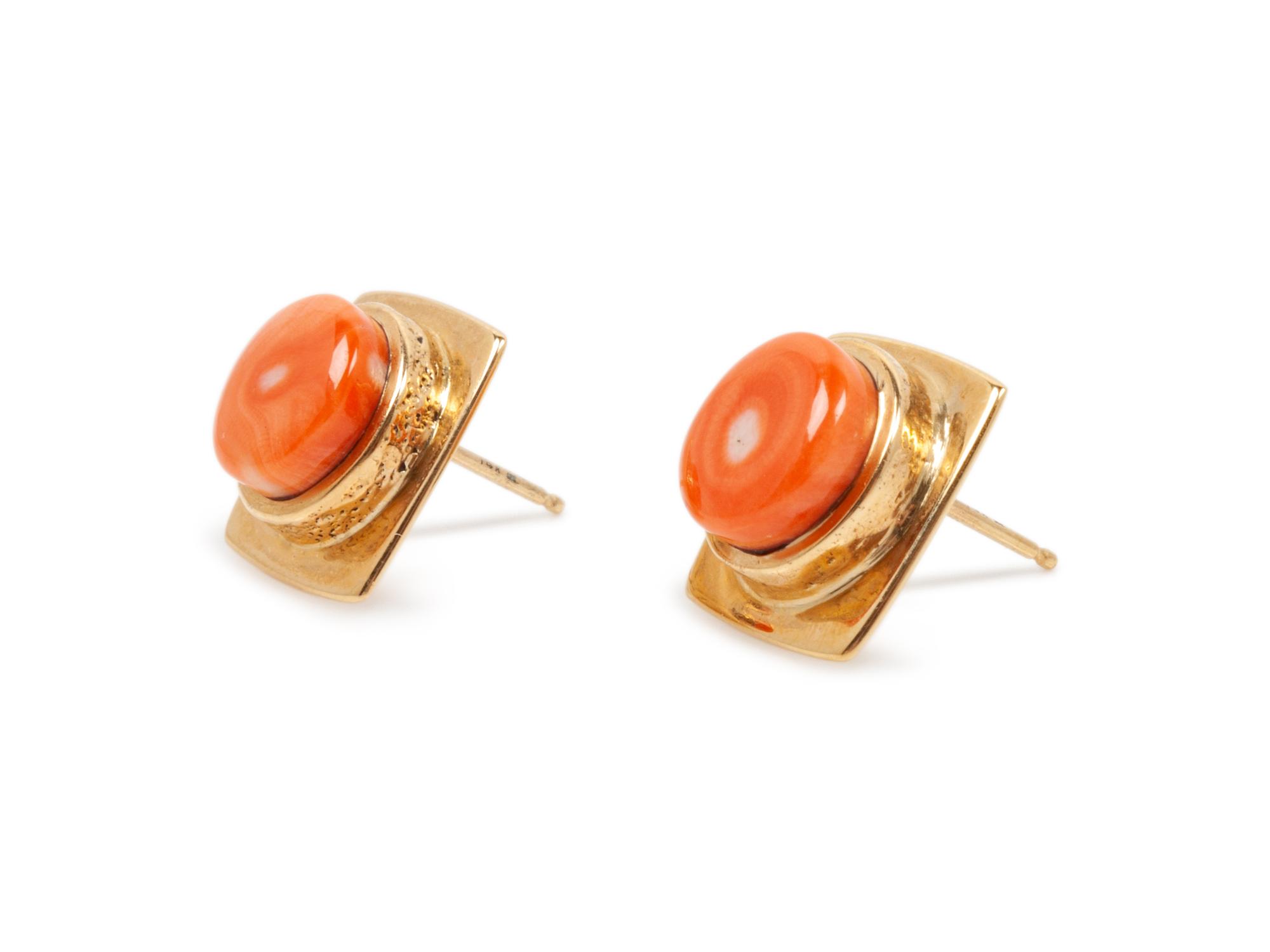18k Gold and Coral Earrings