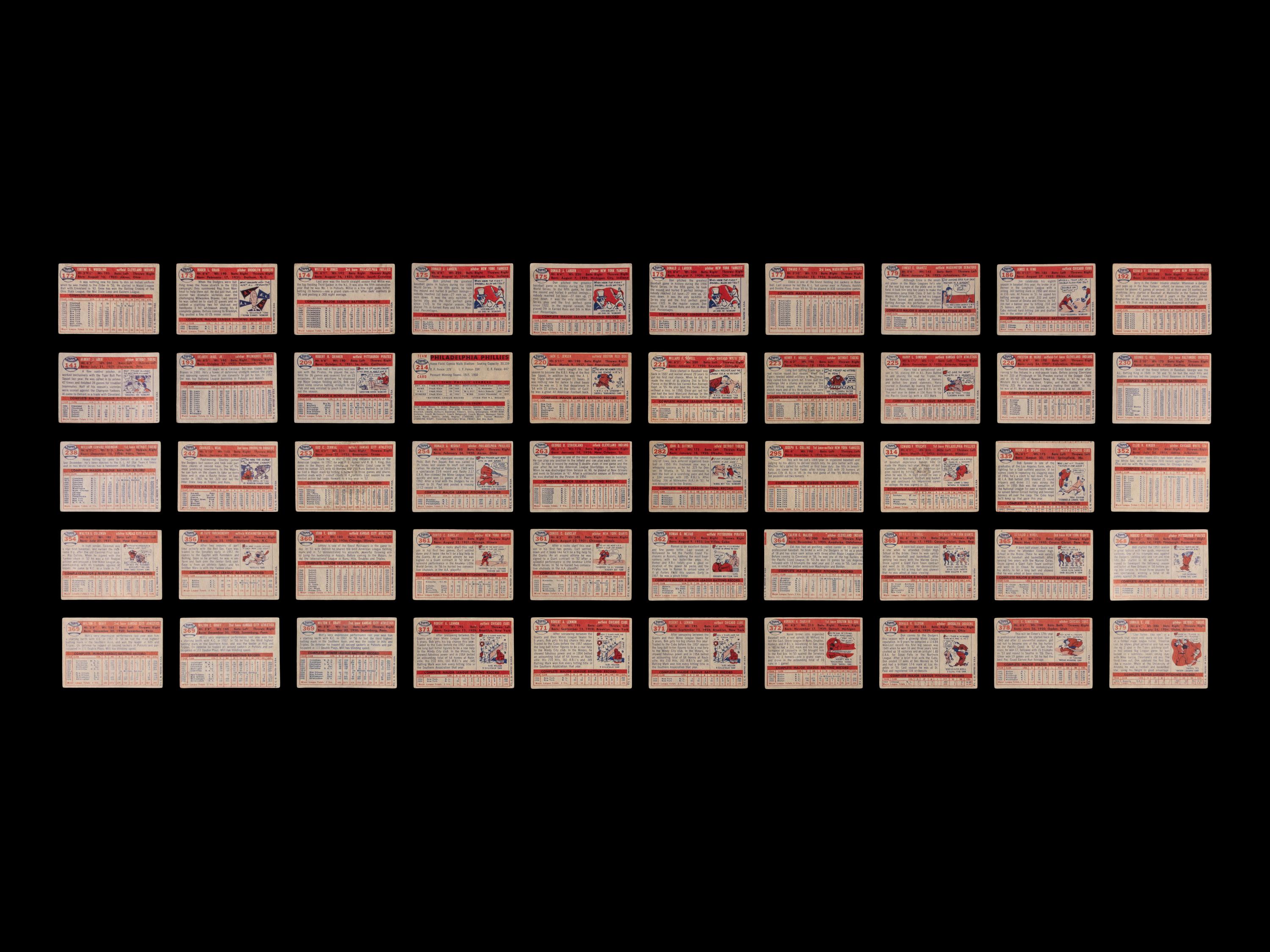 A Collection of 1957 Topps Baseball Cards Including Hall of Famers and Rookies (241)