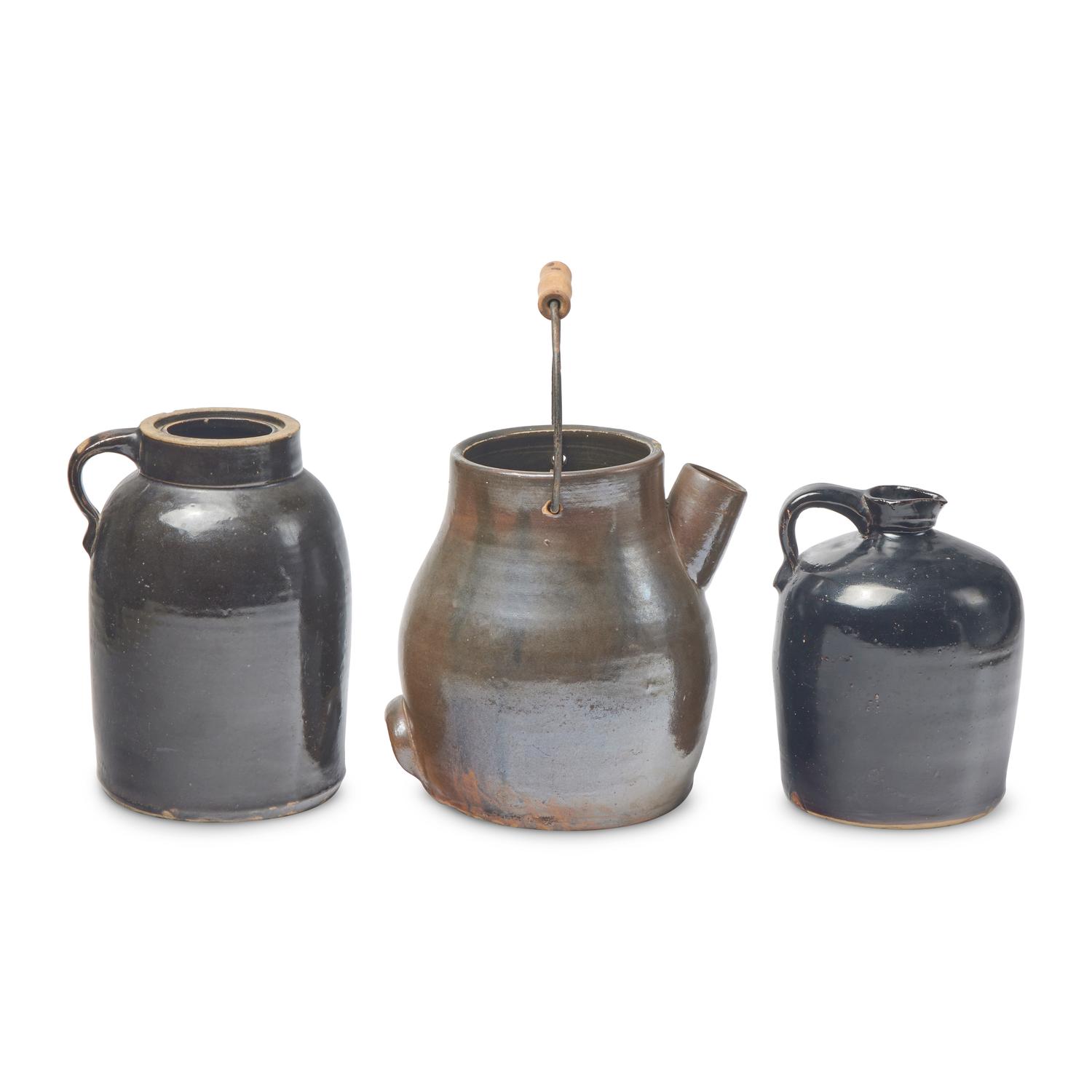 Six Albany Glazed Stoneware Crocks and Pitchers