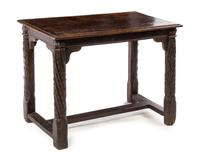 An English Baroque Oak Table Height 29 x width 39 x depth 22 1/4 inches. — 17TH/18TH CENTURY