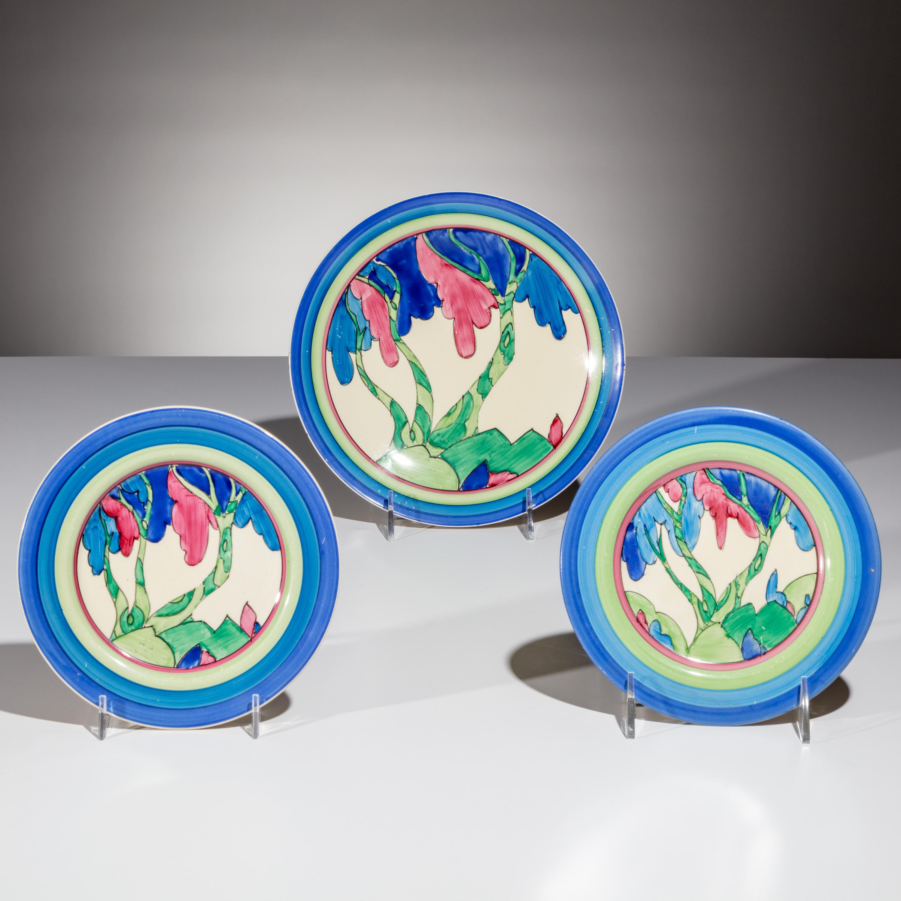 Clarice Cliff (English, 1899–1972) — Rudyard pattern, Three Platters