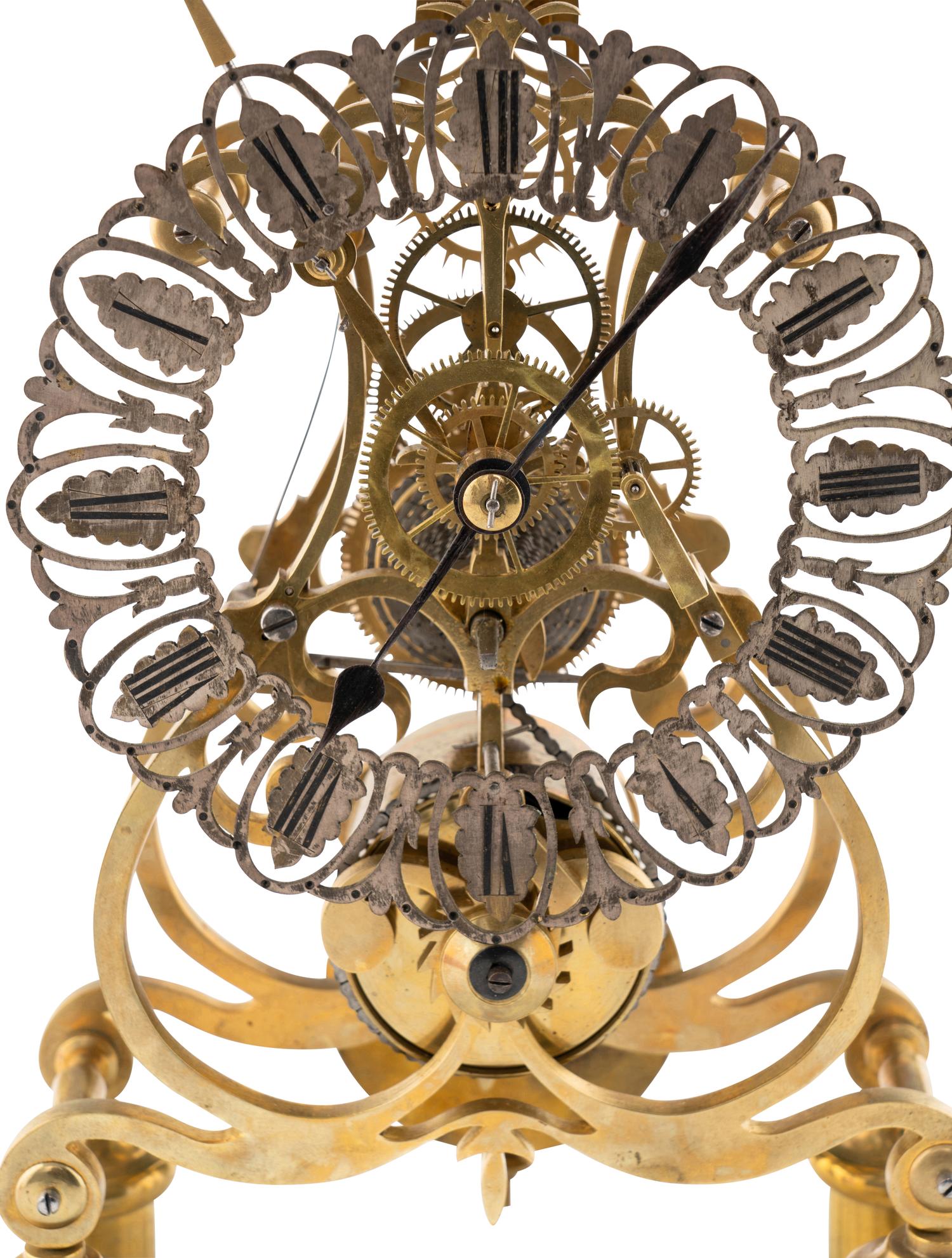 An English Brass Single-Fusée Skeleton Clock