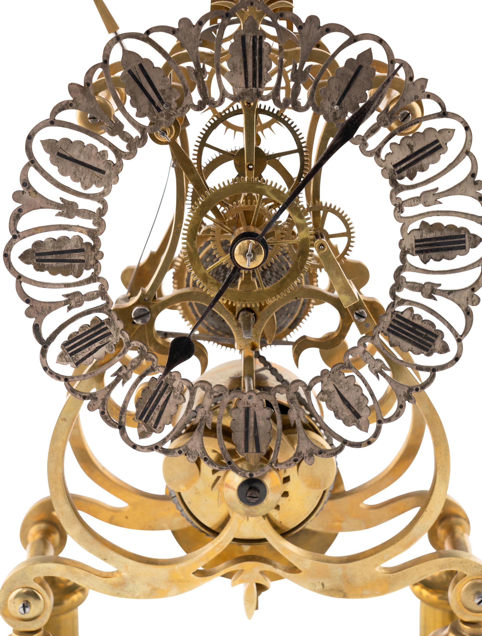 An English Brass Single-Fusée Skeleton Clock