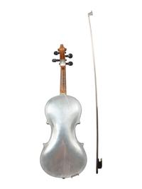 An Aluminum and Tiger Maple Violin and Bow