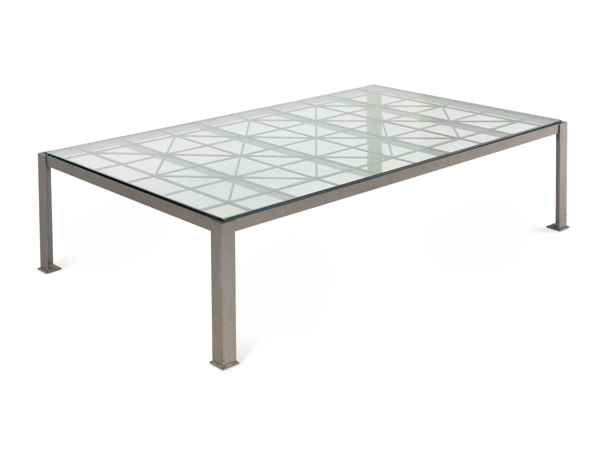 A Contemporary Iron and Glass Low Table