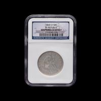 An 1860-O Seated Liberty: SS Republic Shipwreck 50c Coin [NGC Shipwreck Effect]