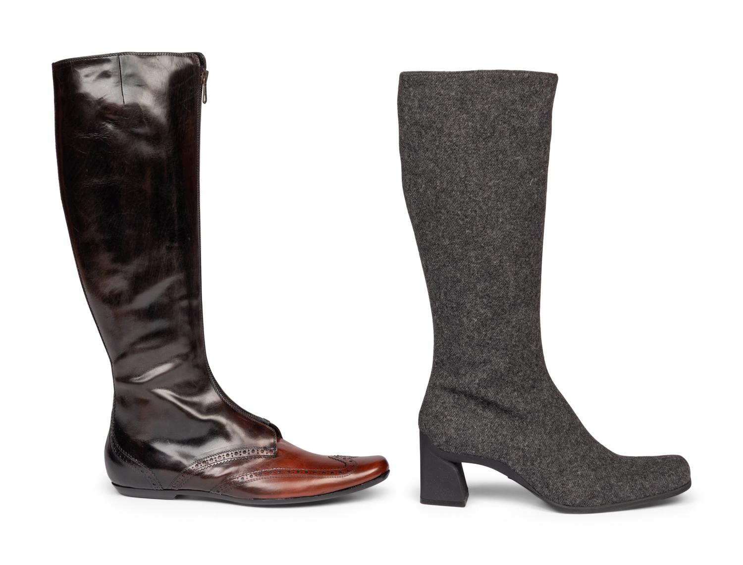 Two Pairs of Designer Boots, Prada and Dries Van Noten
