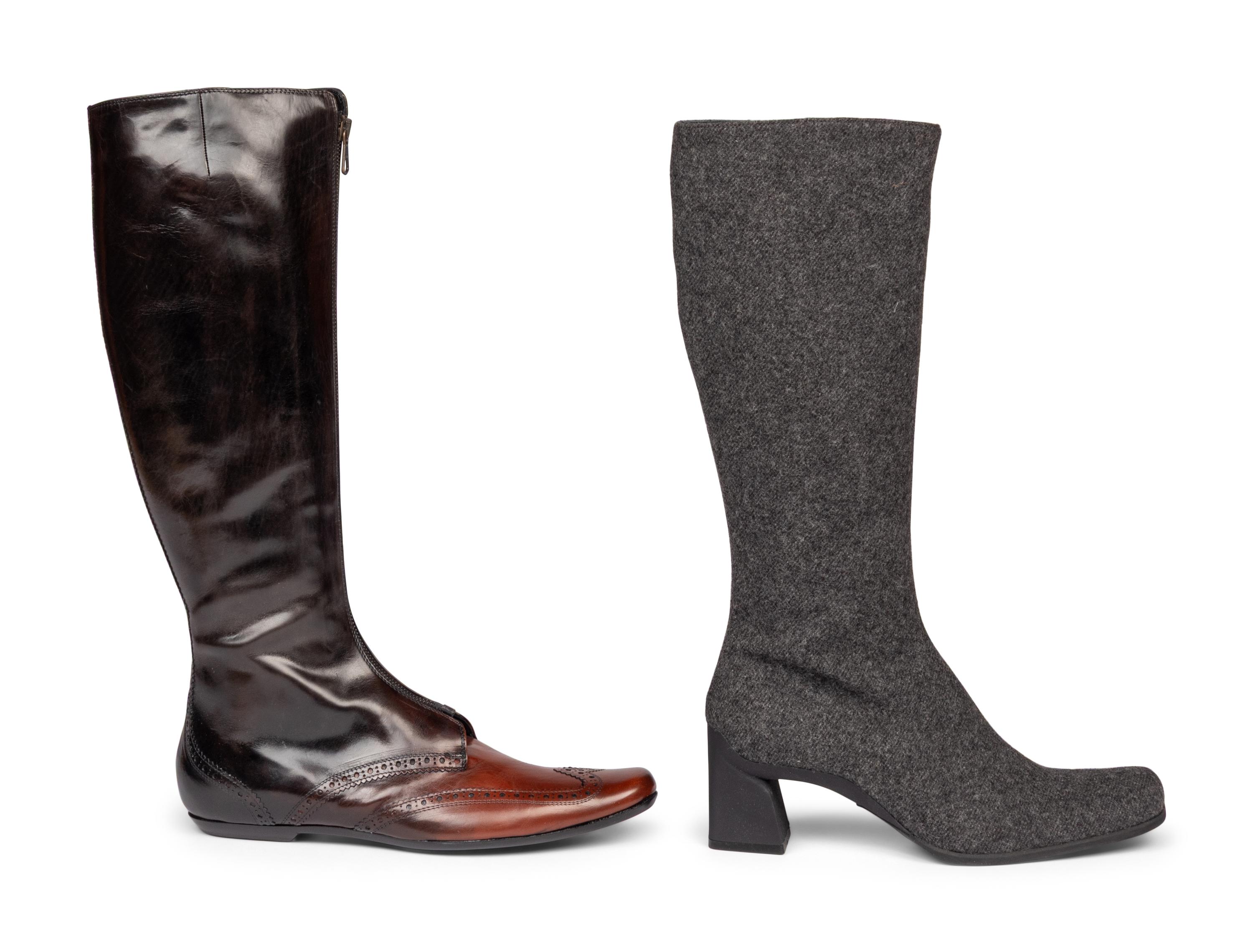 Two Pairs of Designer Boots, Prada and Dries Van Noten