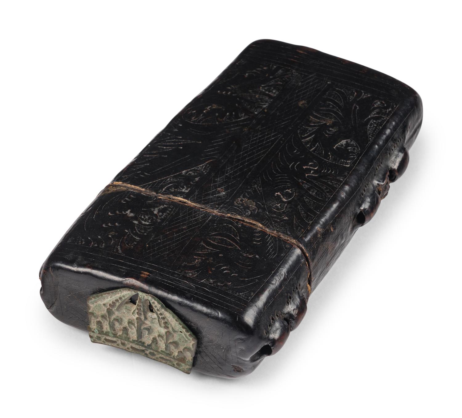 A BOOK BOX Book box, dark brown cuir-ciselé tooled leather [Austria (?), c. 1475-1500]