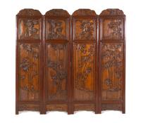 A Chinese Carved Hardwood Four-Panel Screen