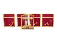 A Set of Five Brass and Glass Wall Lights