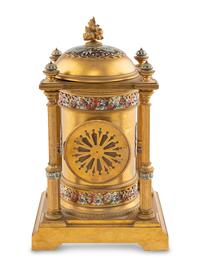 A French Gilt Bronze and Champlevé Enamel Mantel Clock