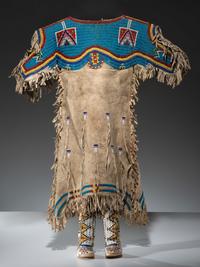 Sioux Girl's Beaded Hide Dress, Leggings, and Moccasins