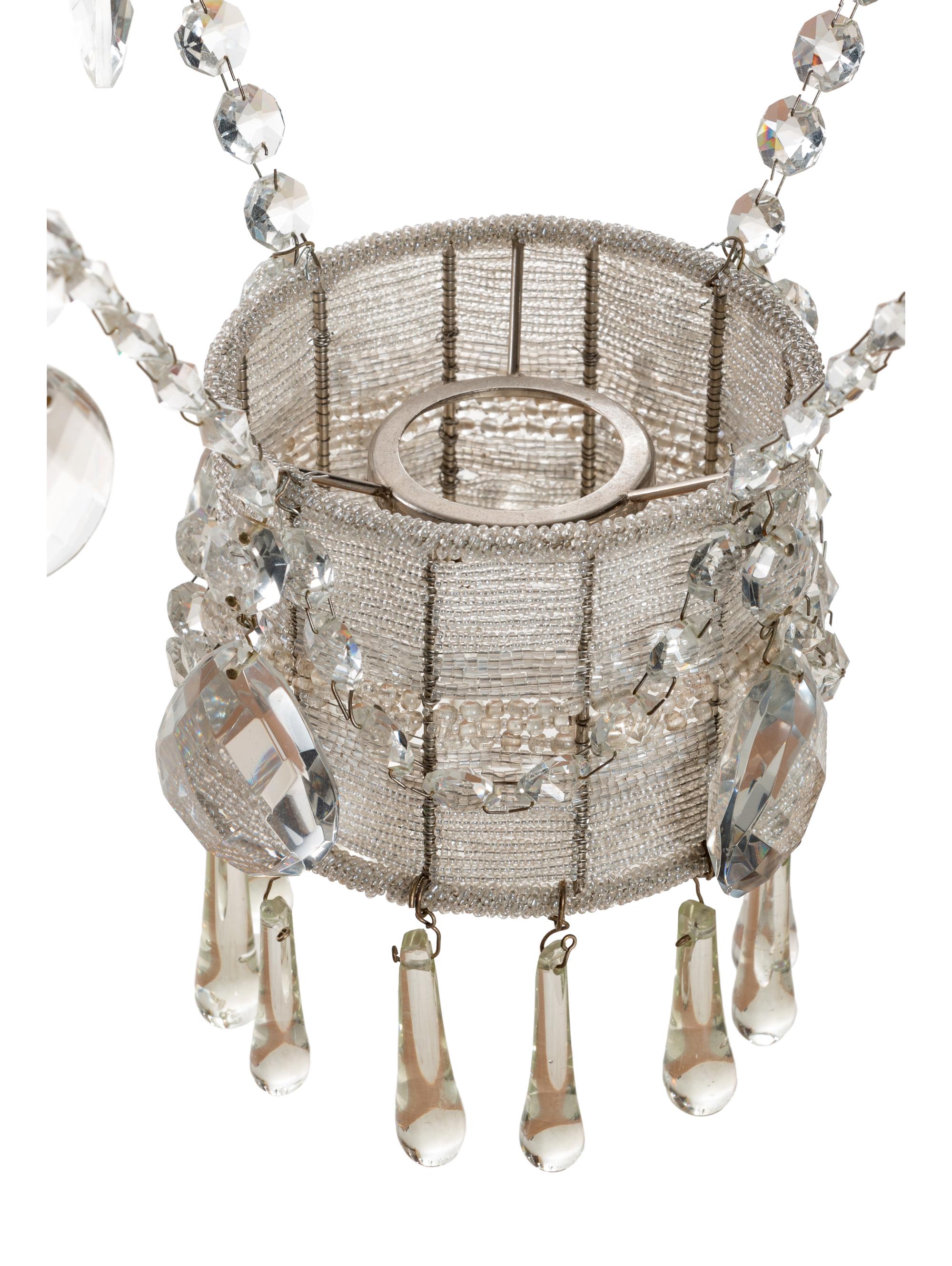 A Beaded and Cut Glass Montgolfier Chandelier