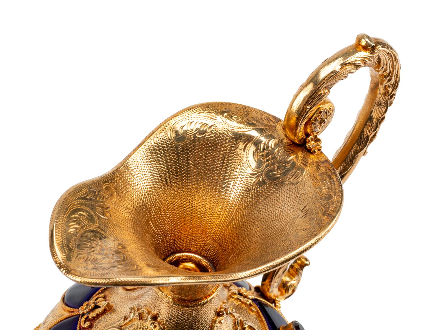 A Continental Amethyst Mounted and Enameled Silver-Gilt Ewer