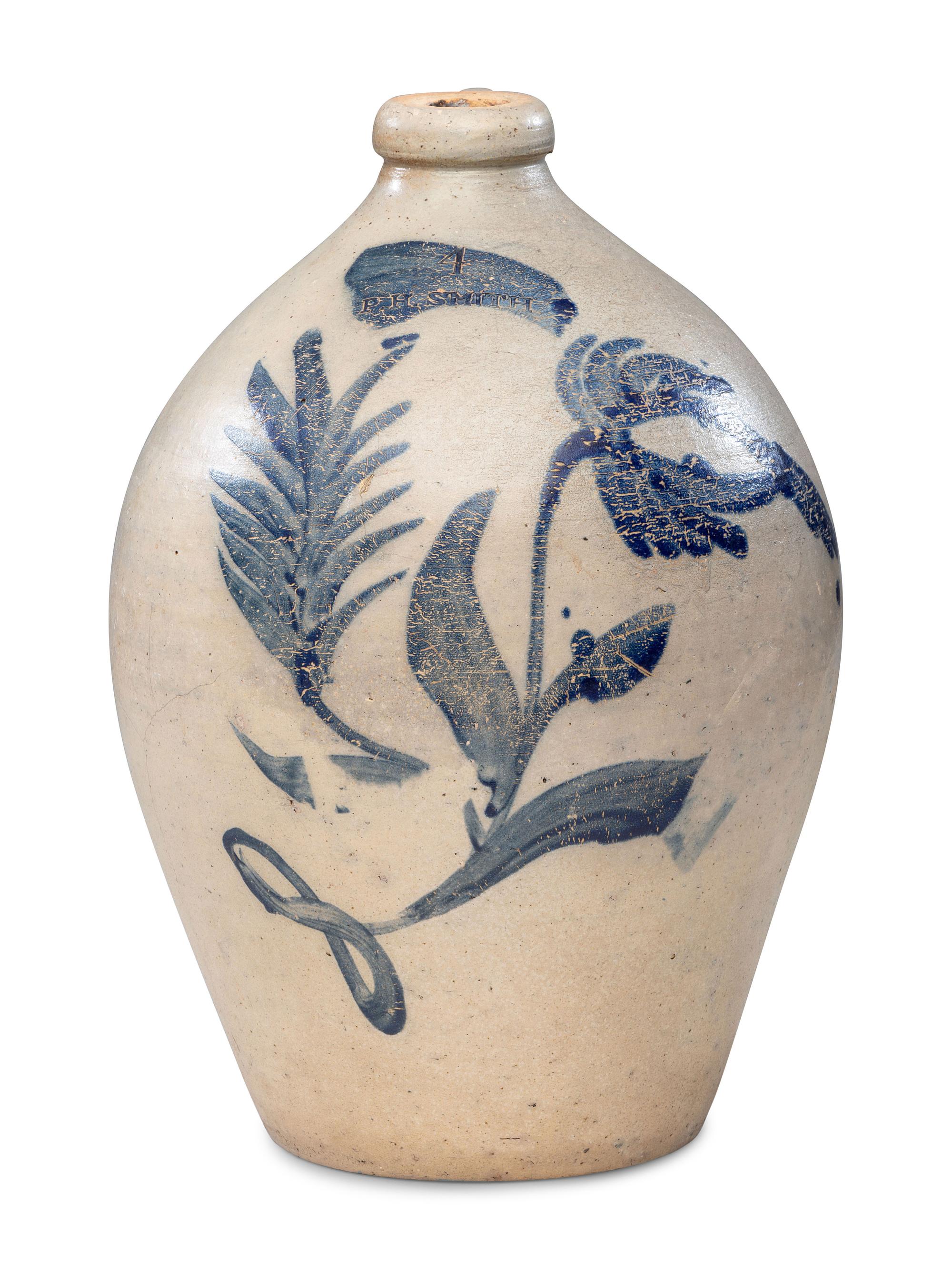 A P. H. Smith Four-Gallon Cobalt Decorated Stoneware Jug