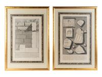 The Study of the Pompey Theater, Parte Laterle and Wall Remains (Three Prints)