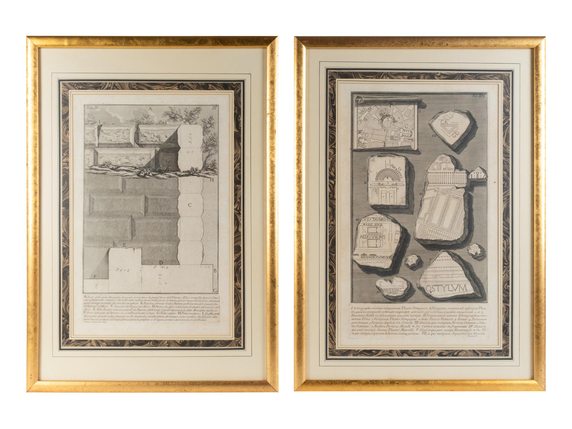 The Study of the Pompey Theater, Parte Laterle and Wall Remains (Three Prints)