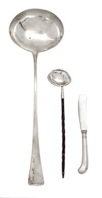 Two English Silver Ladles, 19th Century, comprising a soup ladle, Samuel Godbehere, Edward Wigan & James Boult, London, 1907 and a todd