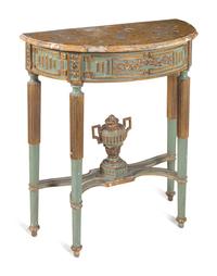 An Italian Neoclassical Style Painted and Parcel Gilt Marble-Top Console Table