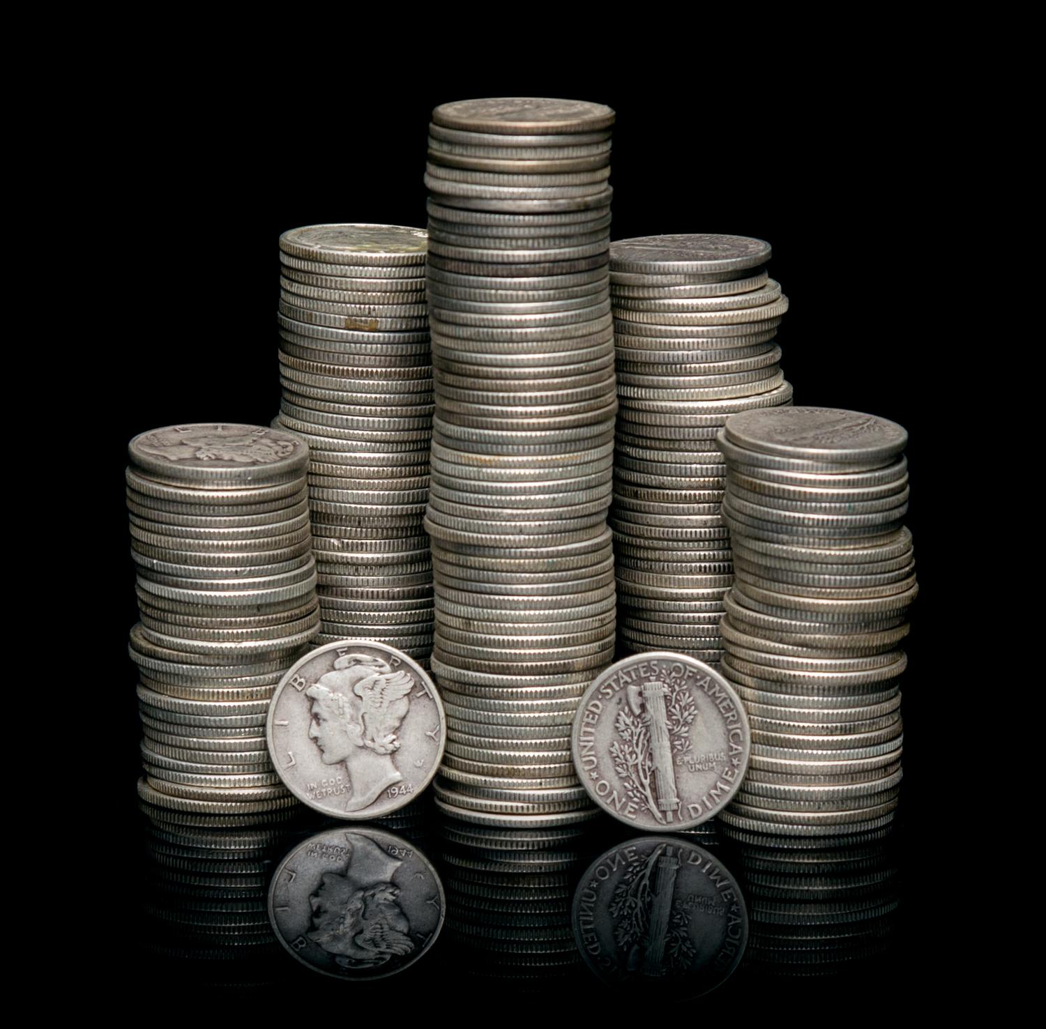 A Collection of United States Mercury and Roosevelt Silver Dimes — PRE-1964