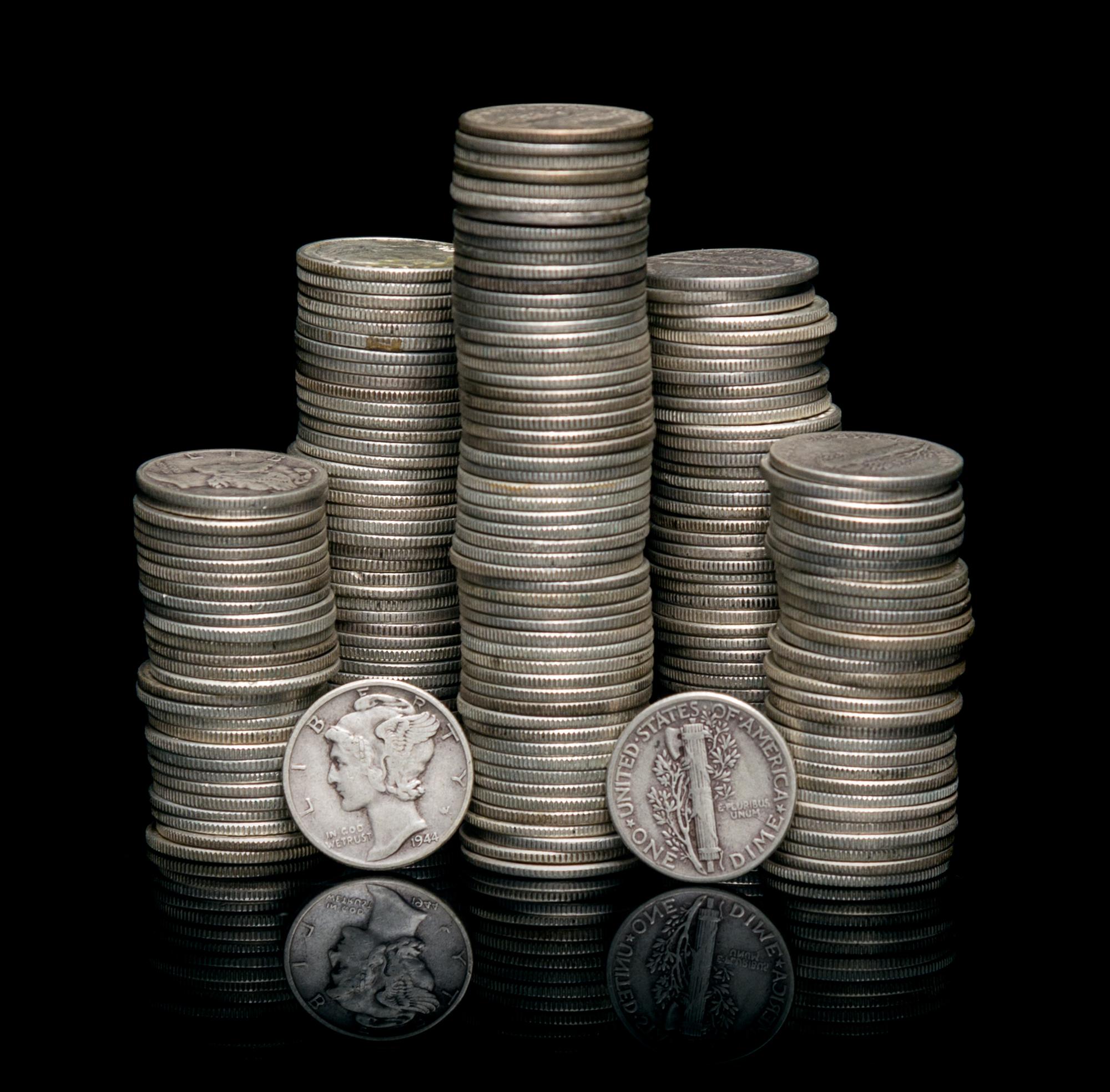 A Collection of United States Mercury and Roosevelt Silver Dimes — PRE-1964