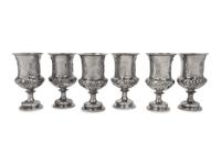 A Set of Six English Silver Wine Goblets