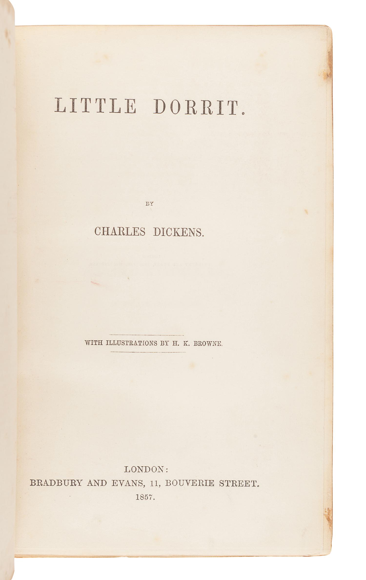 DICKENS, Charles (1812-1870). Little Dorrit . London: Bradbury & Evans, 1857.